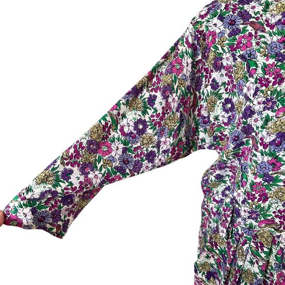 Evita Women's Vintage Retro 80s 90s Floral Button Up Dress Multicolor Size 13 - Picture 3 of 8